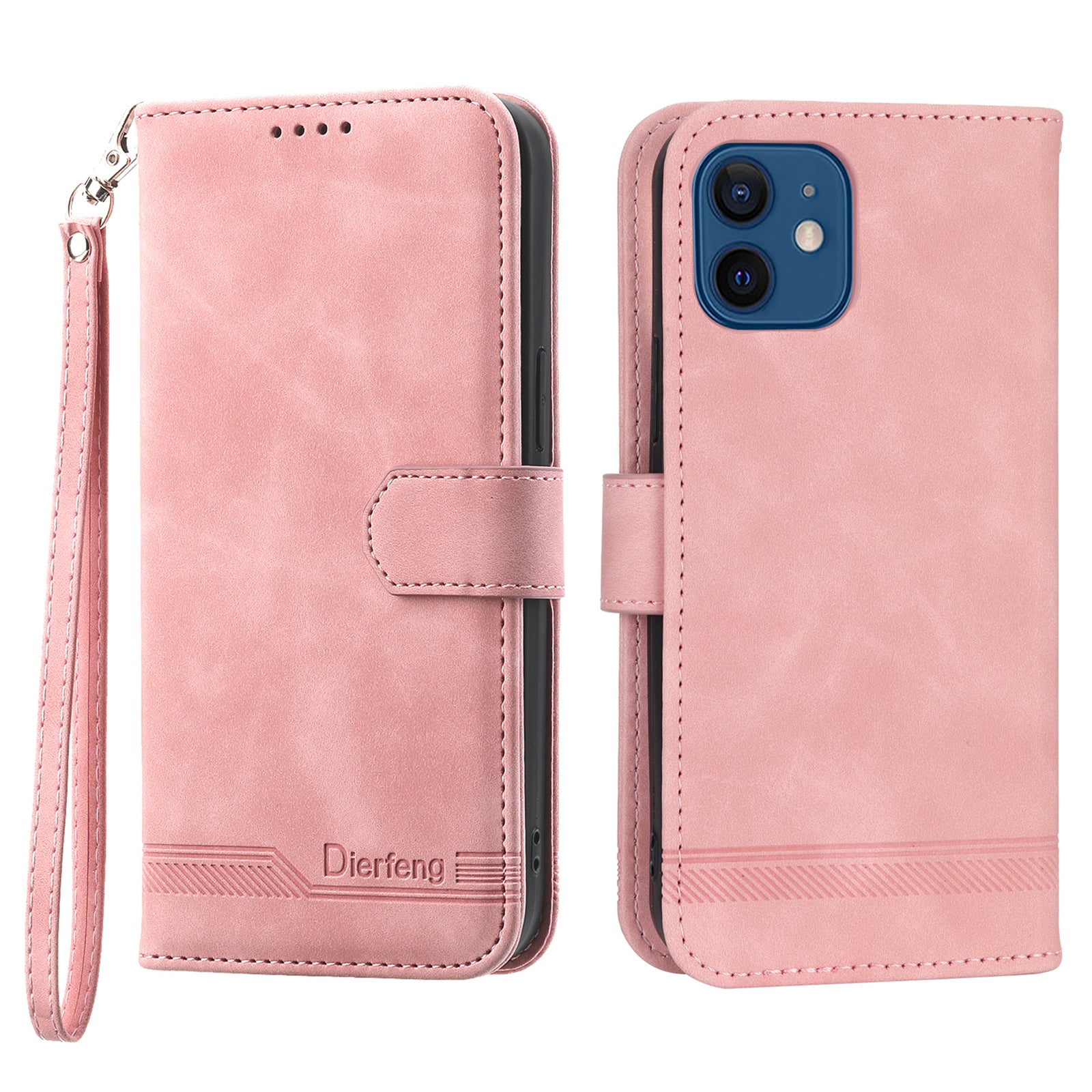 DIERFENG DF-03 Anti-scratch Leather Phone Case Stand Wallet for iPhone 12 12 Pro 6.1 inch Lines Imprinted Anti-drop Phone Cover DIERFENG DF-03 Anti-scratch Leather Phone Case Stand Wallet for iPhone 12 12 Pro 6.1 inch Lines Imprinted Anti-drop Phone Cover